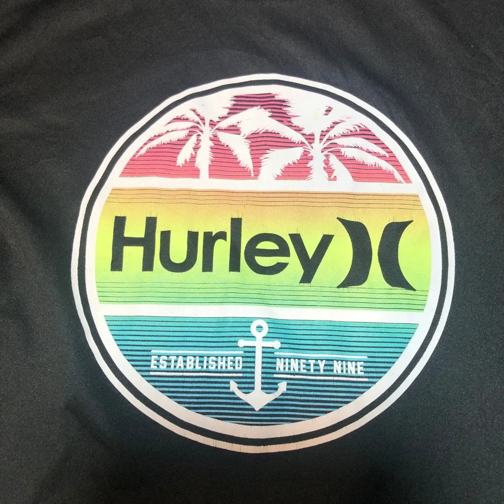Hurley Kids Black Long Sleeve Rash Guard Boys Size 7/8 UPF 50+ Sun Shirt‎ Flaw